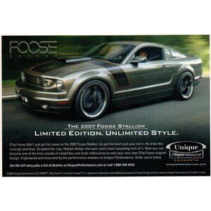 2007 Foose Stallion Ford Mustang Custom Sports Car Vintage Print Ad Wall Art